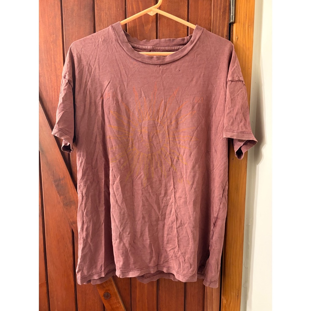 American Eagle Sun Graphic Tee Mauve Pink Oversized T-Shirt Womens Small